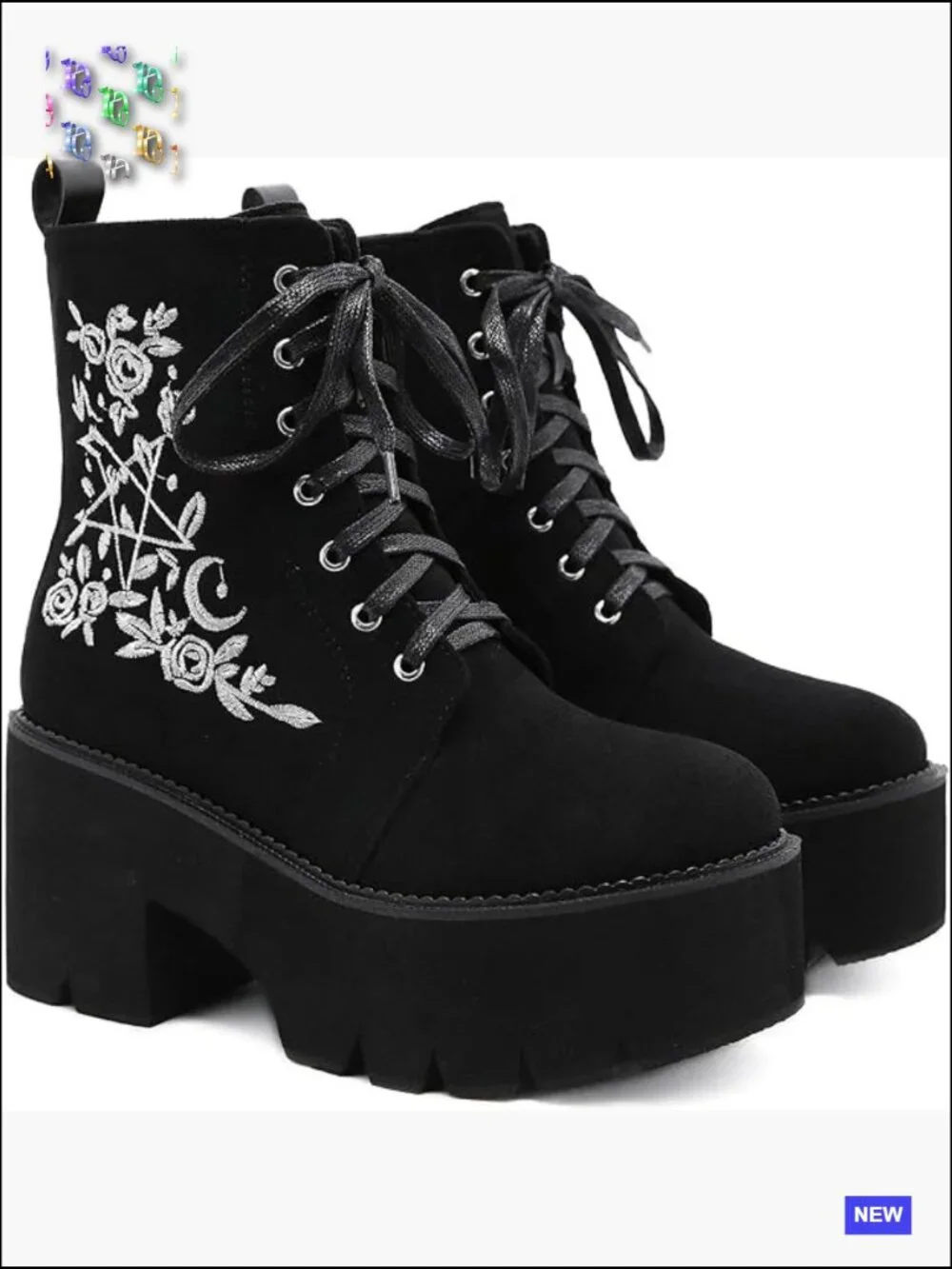Chunky Platform Ankle Boots Lace Up Side Zipper Combat Punk Boots